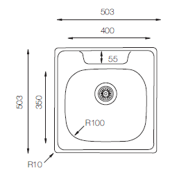Comfort Series - Single Bowl Sink - CO 503.503 - 503mm x 503mm