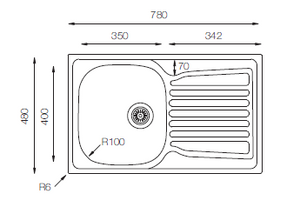 Comfort Series - Single Bowl Sink - CO 780.480 - 780mm x 480mm