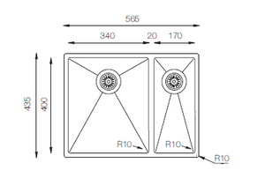 colorX Series / R10 - Double Bowl Sink - colorX 340.70.30 - 565mm x 435mm