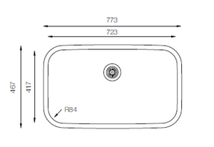 Undermount Series - Single Bowl Sink - D 723 - 773mm x 467mm