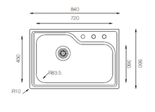 Load image into Gallery viewer, D Series - Single Bowl Sink - DXT 840 GT - 840mm x 450mm