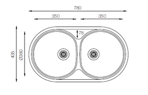 Favorite Series - Double Bowl Sink - FA 780.435.20 - 780mm x  435mm