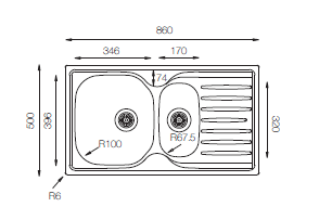 Fusion Series - Double Bowls Sink - FS 860.500.15 - 860mm x 500mm