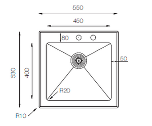 Glass Series - Single Bowl Sink - GS 550.530 B - 550mm x 530mm