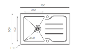 Glass Series - Single Bowl Sink - GS 780.500 B Diamond - 780mm x 500mm