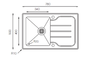 Glass Series - Single Bowl Sink - GS 780.500 W Diamond - 780mm x 500mm