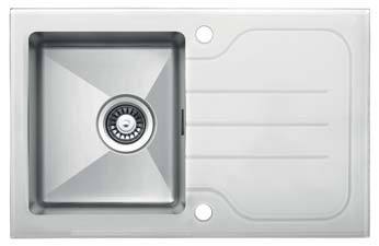 Glass Series - Single Bowl Sink - GS 780.500 W Diamond - 780mm x 500mm