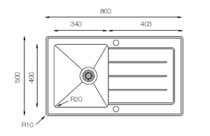 Glass Series - Single Bowl Sink - GS 860.500 W Crystal - 860mm x 500mm