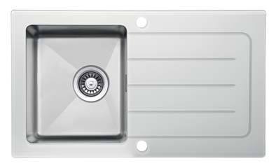Glass Series - Single Bowl Sink - GS 860.500 W Crystal - 860mm x 500mm