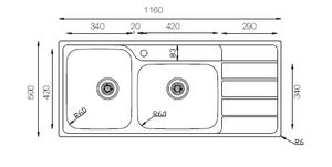 Hypnos Selection Series - Double Bowls Sink - HS 1160.500.20 - 1160mm x 500mm