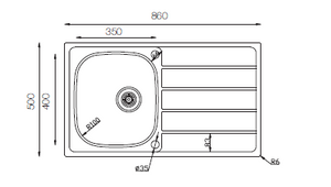 Hypnos Selection Series - Single Bowl Sink - HS 860.500 - 860mm x 500mm