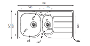 Hypnos Selection Series - Double Bowls Sink - HS 965.500.15 - 965mm x 500mm