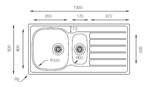 Hypnos Series - Double Bowls Sink - HY 1000.500.15 - 1000mm x 500mm