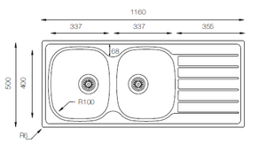 Hypnos Series - Double Bowls Sink - HY 1160.500.20 - 1160mm x 500mm