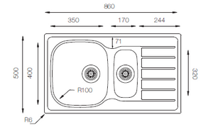Hypnos Series - Double Bowl Sink - HY 860.500.15 - 860mm x 500mm