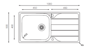 Lines Series - Single Bowl Sink - LN 1000.500 - 1000mm x 500mm
