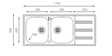 Load image into Gallery viewer, Lines Series - Double Bowl Sink - LN 1160.500.20 - 1160mm x 500mm