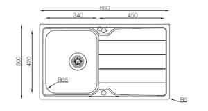 Lines Series - Single Bowl Sink - LN 860.500 - 860mm x 500mm