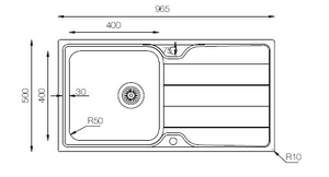 Lines Series - Single Bowl Sink - LN 965.500 - 965mm x 500mm