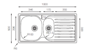 Fusion Series - Double Bowls Sink - FS 1000.500.15 - 1000mm x 500mm