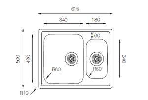 Lotus Series - Double Bowls Sink - LT 615.500.15 - 615mm x 500mm