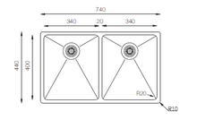Load image into Gallery viewer, Micro Series / R20 - Double Bowls Sink - MU 340.50.50 - 740mm x 440mm