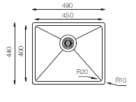 Load image into Gallery viewer, Micro Series / R20 - Single Bowl Sink - ME 451 - 490mm x 440mm