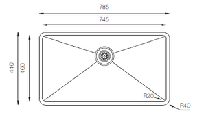 Micro Series / R20 - Single Bowl Sink - ME 745 - 785mm x 440mm