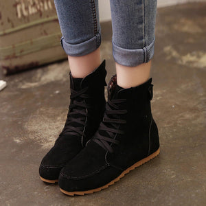 Female Suede Leather Lace-Up Boot