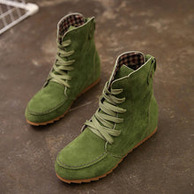 Load image into Gallery viewer, Female Suede Leather Lace-Up Boot