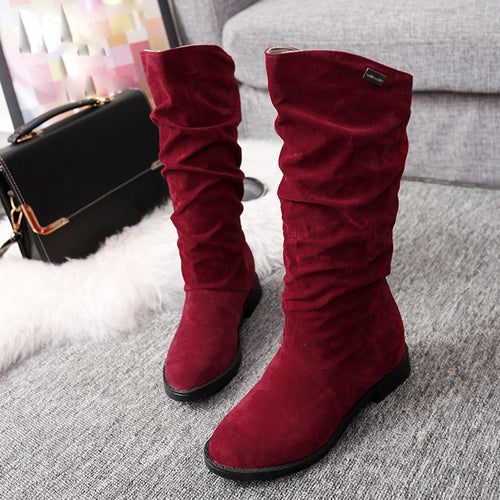 Stylish Flat Flock Winter Boots