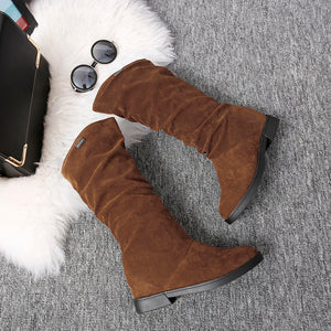 Stylish Flat Flock Winter Boots
