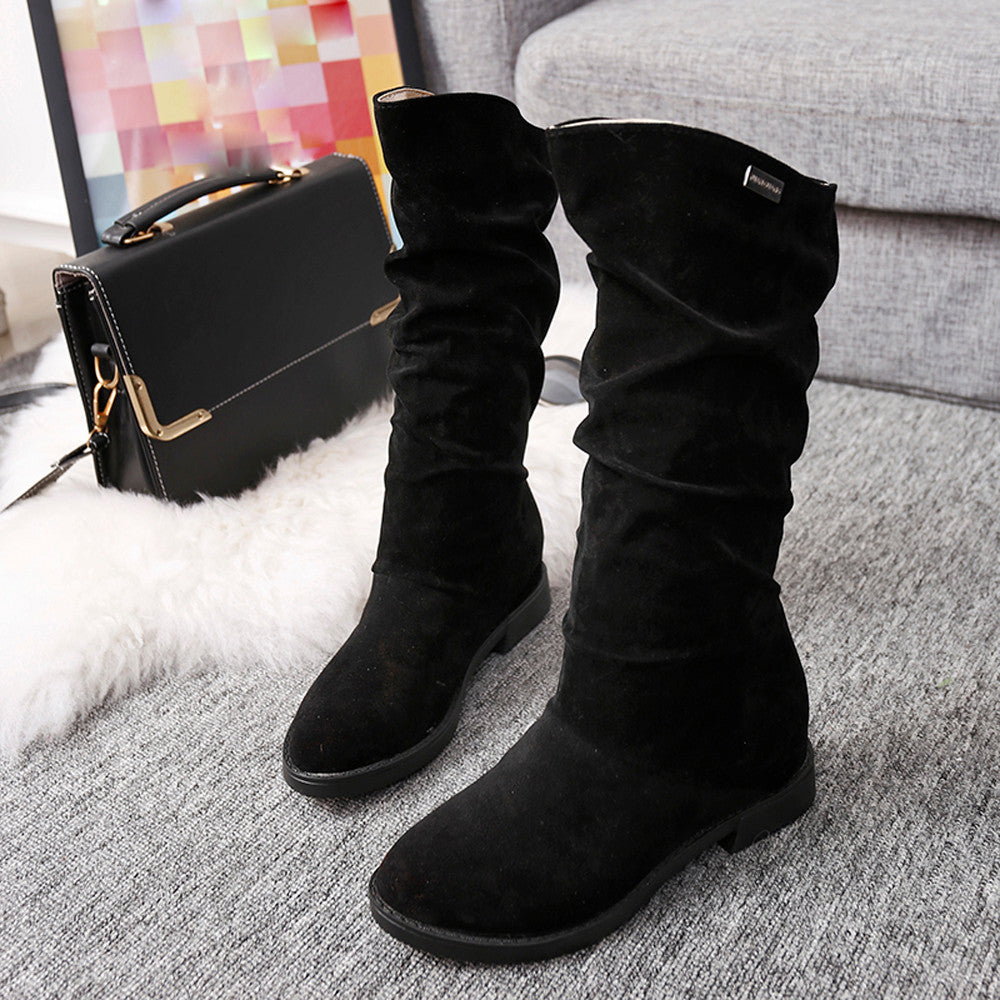Stylish Flat Flock Winter Boots