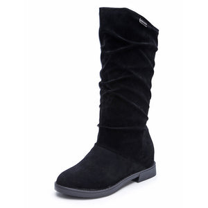 Stylish Flat Flock Winter Boots