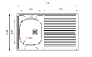 Standart Series - Single Bowl Sink - ST 1000.600 - 1000mm x 600mm