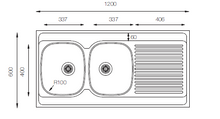 Load image into Gallery viewer, Standart Series - Double Bowls Sink - ST 1200.600.20 - 1200mm x 600mm
