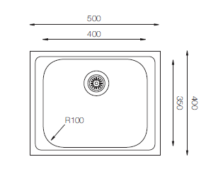 Standart Series - Single Bowl Sink - ST 500.400 - 500mm x 400mm