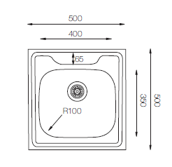 Standart Series - Single Bowl Sink - ST 500.500 - 500mm x 500mm