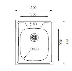 Standart Series - Single Bowl Sink - ST 500.600 - 500mm x 600mm