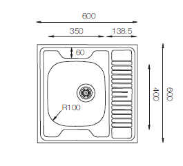 Standart Series - Single Bowl Sink - ST 600.600 - 600mm x 600mm