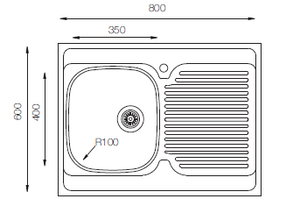 Standart Series - Single Bowl Sink - ST 800.600 - 800mm x 600mm