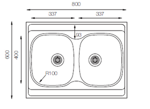 Standart Series - Double Bowls Sink - ST 800.600.20 - 800mm x 600mm